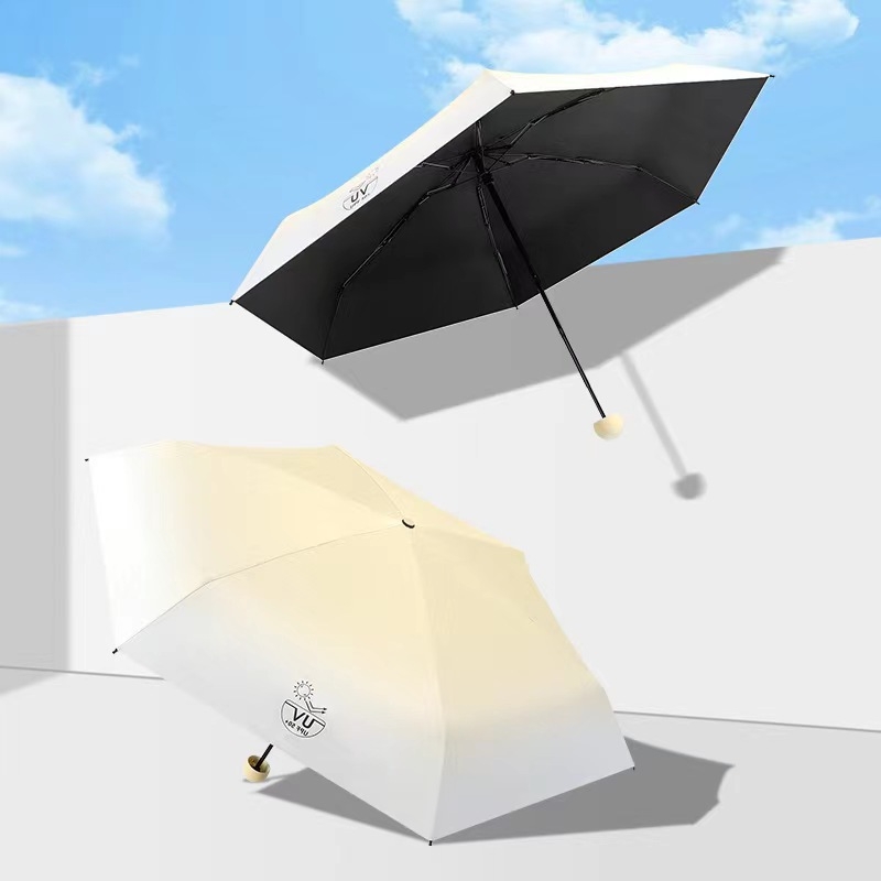 Umbrelă mini cu 5 segmente, ultraușoară, deschidere manuală, 6 brațe din fibră, tijă din aliaj, material țesătură 210T, UPF peste 50
