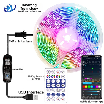 RGB LED ταινία με μαγικούς χρωματισμούς, USB 5V, έλεγχος μέσω Bluetooth εφαρμογής, 30/60 LED ανά μέτρο, αδιάβροχη