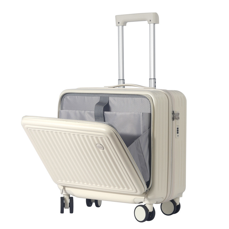Куфар за пътуване с фронтално отваряне, ABS+PC материал, отваряне с цип, универсални колела, водоустойчив, антибактериален, много лек, тежи 3,2 кг