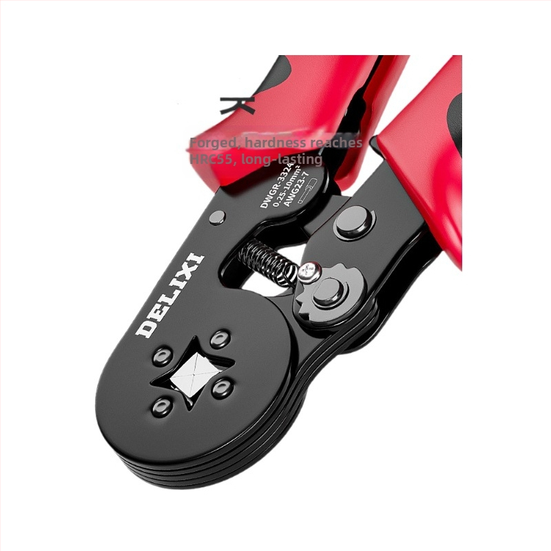 Delixi Комплект многофункционални клещи за обжим на терминали – игловиден тип, студено обжимане, легирана стомана