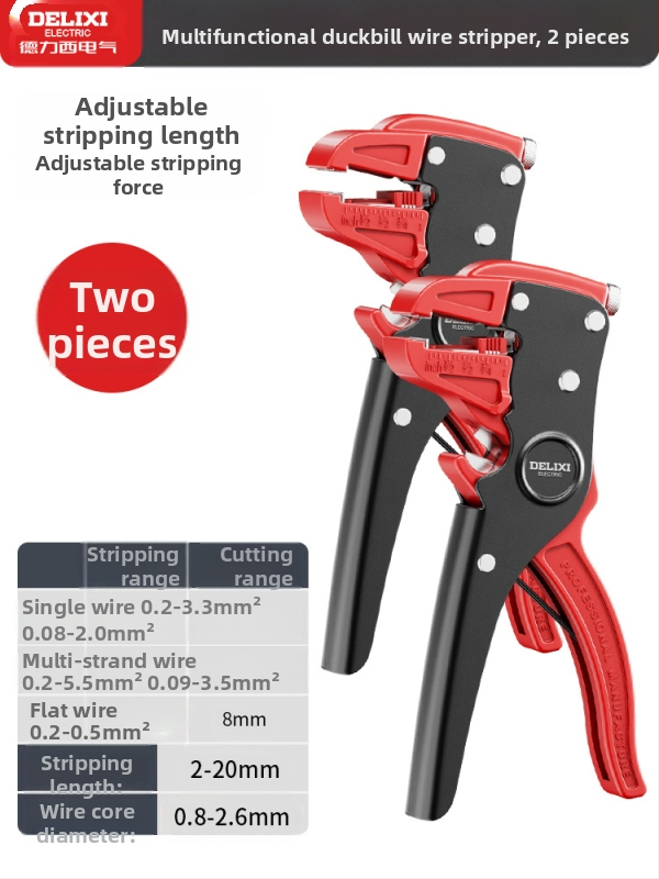 Delixi kacsa-szájú huzalcsupaszító fogó – Többfunkciós, Gyors csupaszítás, Ipari szint, Súly 0,26 kg