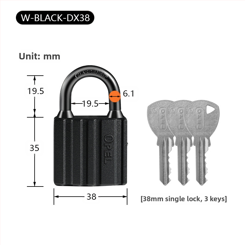 Mājsaimniecības aizslēdzējs - vara korpuss, ūdensizturīgs, matēta virsma; Modelis W-BLACK-DX; Zīmols OPEL; Piemērošana: skapji, istabas durvis, noliktavas
