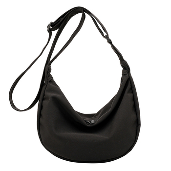 Γυναικεία τσάντα από καμβά τύπου dumpling με φερμουάρ, εσωτερικές θήκες για κινητό και ταυτότητα, μονό ιμάντας ώμου