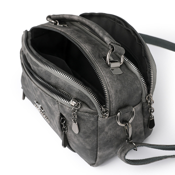 Τσάντα ώμου σε στυλ δρόμου, PU δέρμα, οβάλ σχήματος τσάντα με φερμουάρ και πολλές εσωτερικές τσέπες