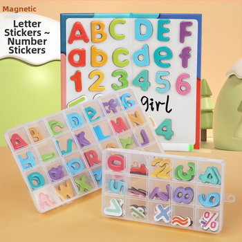 Magnetinės raidžių ir skaičių lipdukai ankstyvojo ugdymo tikslams – popierinis žaislas, vaikams 3–6 m., intelektualus vystymasis, pradinė matematika (sudėtis ir atimtis)