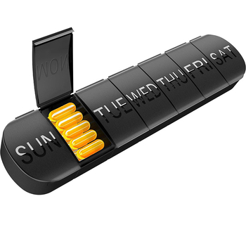 Φορητή πλαστική θήκη χαπιών με 7 διαμερίσματα, Μοντέλο 361, εκτύπωση λογότυπου