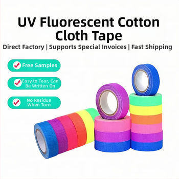 Bandă UV fluorescente din pânză – bază de pânză, grosime 0,28 mm, adeziv pe bază de cauciuc, rezistență la temperatură pe termen lung 60°C, bună rupere