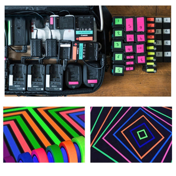 UV φθορίζουσα υφασμάτινη ταινία – βάση από ύφασμα, πάχος 0,28 mm, κόλλα βάσης καουτσούκ, μακροπρόθεσμη αντίσταση στη θερμοκρασία 60°C, καλή αντίσταση στο σχίσιμο