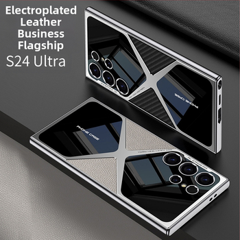 GKK Galaxy S25/S24/S23 Ultra кейс – PC+TPU+кожа, електроплатено покритие, инжекционно формиране, удароустойчив, против падане