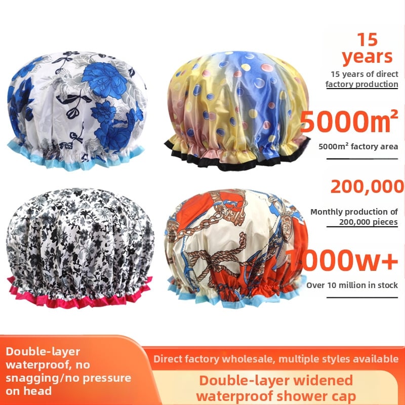 PEVA дамска душ-шапка, водоустойчива, двойна конструкция, без лого, възможност за персонализация