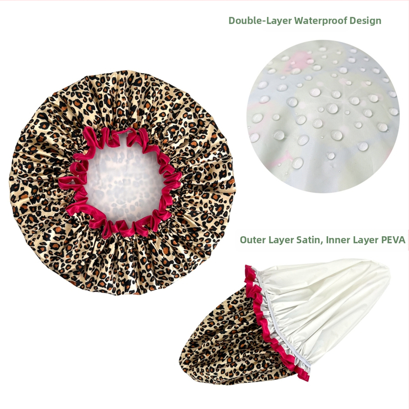 PEVA дамска душ-шапка, водоустойчива, двойна конструкция, без лого, възможност за персонализация