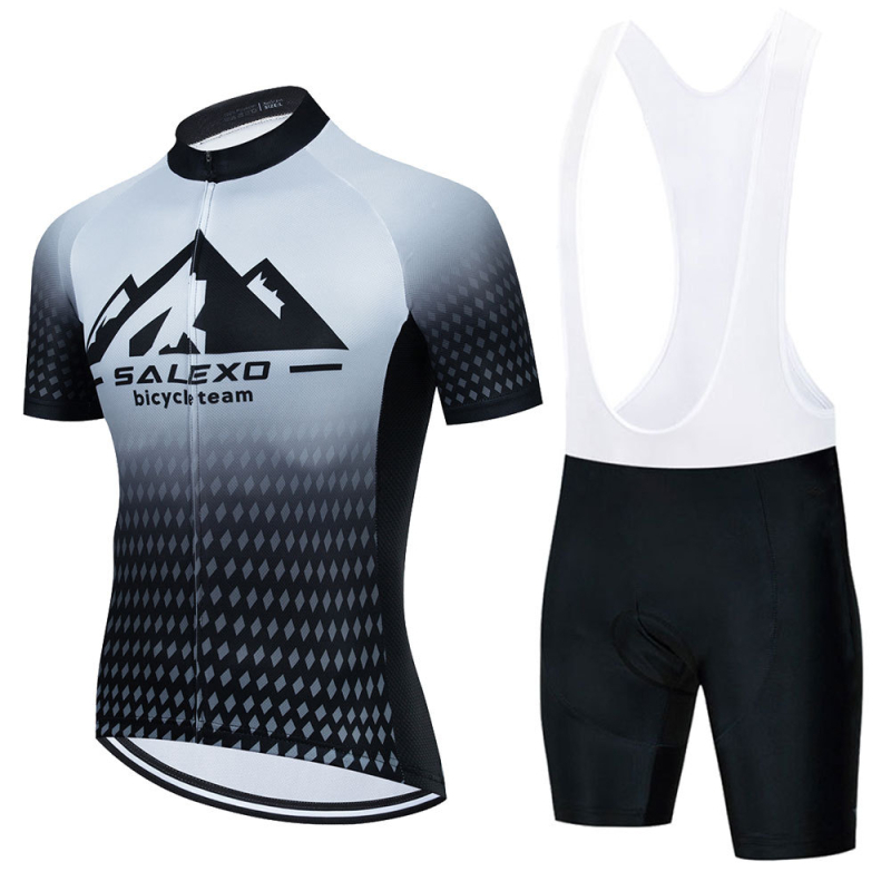 Set de echipament ciclism pentru bărbați, țesătură plasă respirabilă, uscare rapidă, mâneci scurte, vară