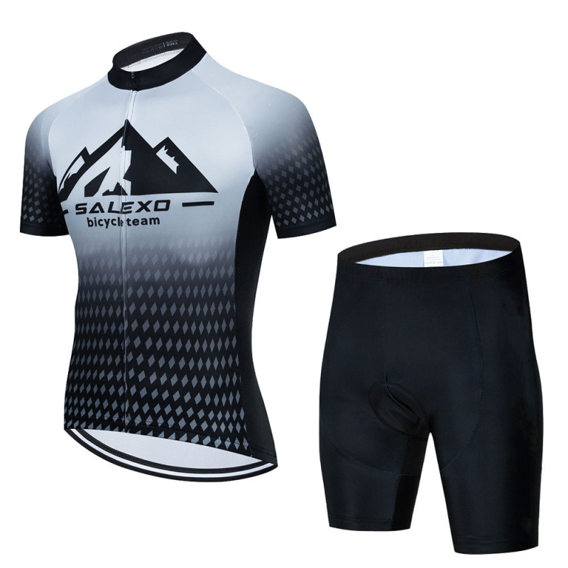 Set de echipament ciclism pentru bărbați, țesătură plasă respirabilă, uscare rapidă, mâneci scurte, vară