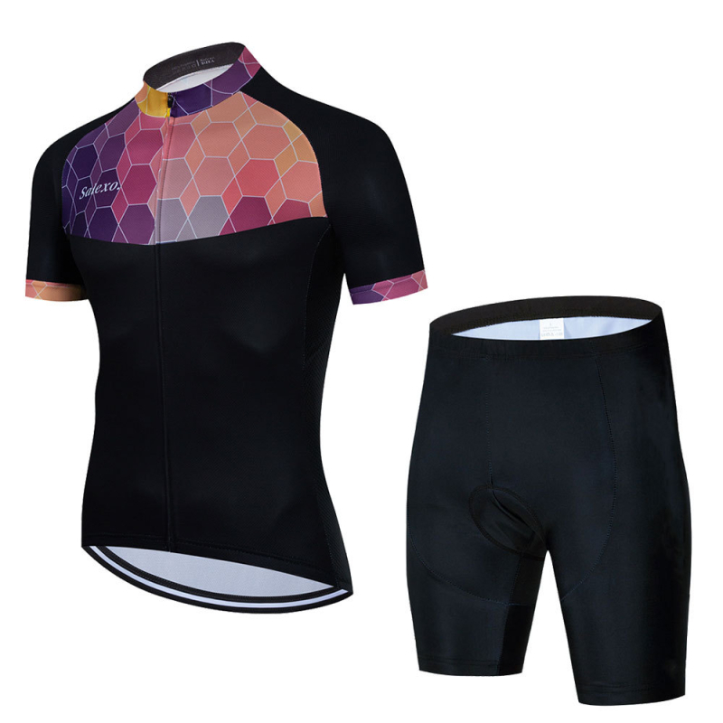 Set de echipament ciclism pentru bărbați, țesătură plasă respirabilă, uscare rapidă, mâneci scurte, vară