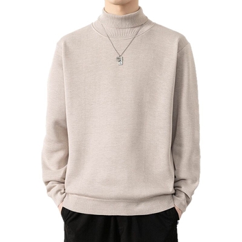 Плетен пуловер в корейски стил, висока яка, дълги ръкави, полиестерна материя, слим кройка