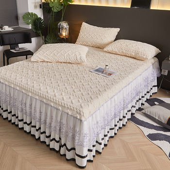 Фланелен комплект покривало за легло – три части, жакардова тъкан, тай дай боядисване, модел райета/едноцветен, корейски стил