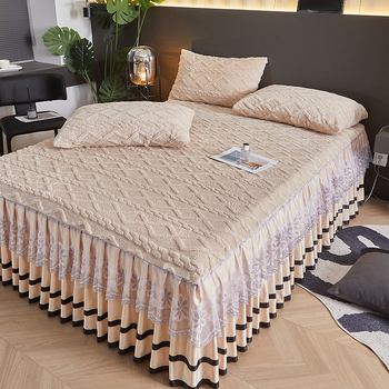 Фланелен комплект покривало за легло – три части, жакардова тъкан, тай дай боядисване, модел райета/едноцветен, корейски стил