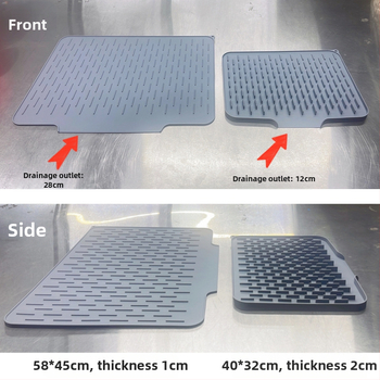Τετράγωνη σιλικόνης επιφάνεια στέγνωσης πιάτων με κεκλιμένη αποστράγγιση, αντιολισθητικό και θερμομονωτικό