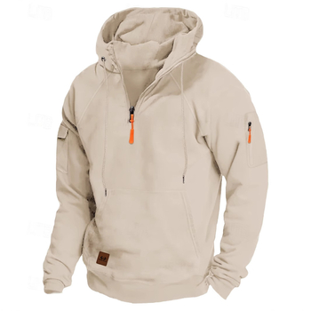 Мъжки суитшърт с качулка и цип – свободен крой, дълги ръкави, полиестер 96%+