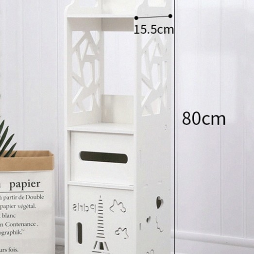 Fürdőszobai tároló szekrény - padlón álló (mobil, vízálló, forgó, 4 szintes)