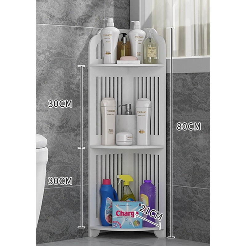 Fürdőszobai tároló szekrény - padlón álló (mobil, vízálló, forgó, 4 szintes)