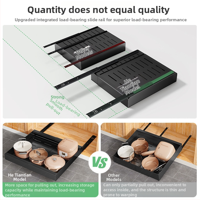 Телескопичен кухненски рафт за съхранение - мултифункционален, без монтаж, карбонова стомана, модерен минималистичен дизайн, пуснат през 2024 г.