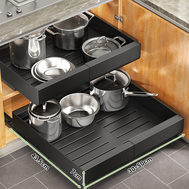 Teleskoopne köögisalvestusriiul - mitmekülgne, paigaldust vajab, süsinikteras, kaasaegne minimalistlik disain, ilmunud 2024