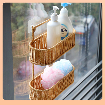 Kens οργανωτής μπάνιου σε στυλ ρατάν, χωρίς διάτρηση, τοίχου, πλαστικό