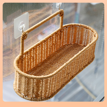 Kens οργανωτής μπάνιου σε στυλ ρατάν, χωρίς διάτρηση, τοίχου, πλαστικό