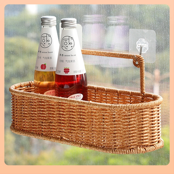 Kens οργανωτής μπάνιου σε στυλ ρατάν, χωρίς διάτρηση, τοίχου, πλαστικό