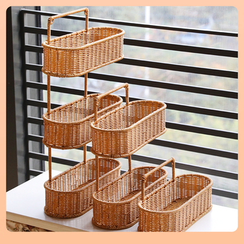 Kens οργανωτής μπάνιου σε στυλ ρατάν, χωρίς διάτρηση, τοίχου, πλαστικό