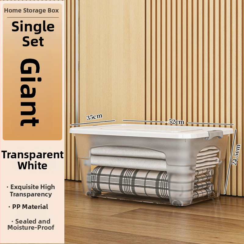 Пластмасова кутия за съхранение с колела — мултифункционална, 50–60 л, прахоустойчива и влагозащитна