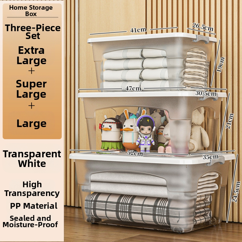 Пластмасова кутия за съхранение с колела — мултифункционална, 50–60 л, прахоустойчива и влагозащитна