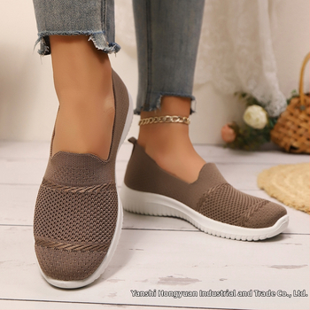 Γυναικεία casual slip-on παπούτσια, διχτυωτό επάνω μέρος, στρογγυλή μύτη, χαμηλό ύψος, σόλα έγχυσης