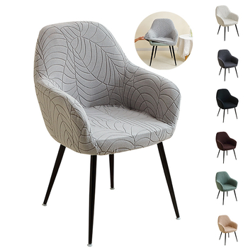 Κεκλιμένο Κάλυμμα Καρέκλας Τραπεζαρίας, Πολυτελής Velour Jacquard με Μοτίβο Φύλλων, Ελαστικό Πανκάλυμμα για Υψηλή Καρέκλα με Μπράτσα