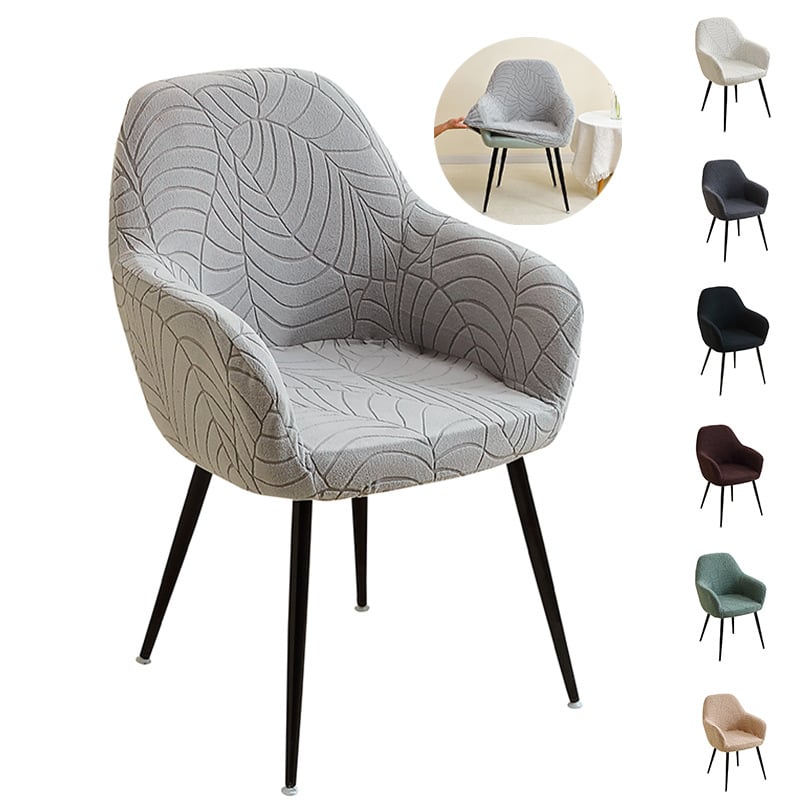 Įlinktas valgomojo kėdės dangtis, lapų džakardo velūras, elastinis universalus aukštos kėdės dangalas su rankų atramomis