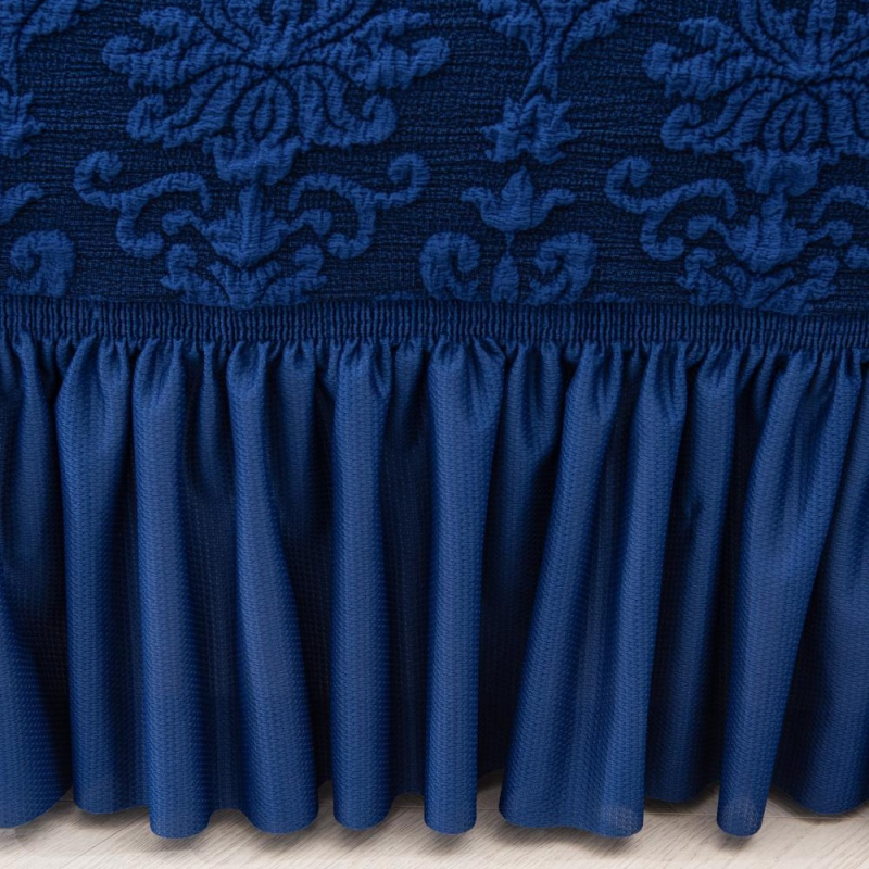 Kanapévédő szoknya-stílusú, rugalmas, csúszásmentes jacquard mintázatú, poliészter.