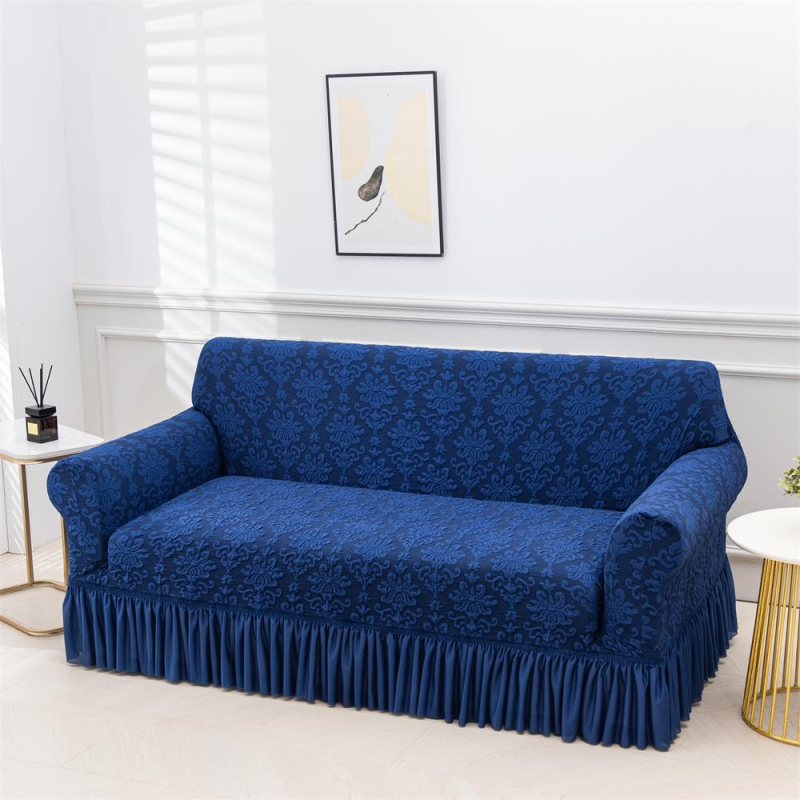 Kanapévédő szoknya-stílusú, rugalmas, csúszásmentes jacquard mintázatú, poliészter.