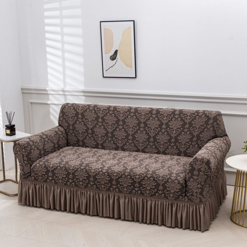 Kanapévédő szoknya-stílusú, rugalmas, csúszásmentes jacquard mintázatú, poliészter.