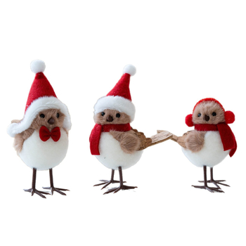 Καρτούν πουλί από αφρώδες υλικό για διακόσμηση χριστουγεννιάτικου δέντρου με φουλάρι και καπέλο — Υλικά: αφρός, ύφασμα; Στυλ: Καρτούν; Μάρκα: Huiyin; Κατάλληλο για τα Χριστούγεννα