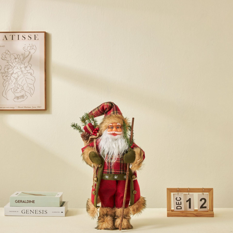 Xinte коледна украса: кукла Санта Клаус, пластмасова и платнена изработка, класически стил
