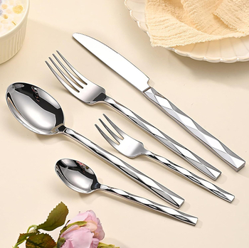 5-частен комплект прибори за западна кухня (нож, вилица, лъжица и клечки за хранене) от 410 неръждаема стомана, огледално полирана повърхност, висок клас, ретро луксозен стил