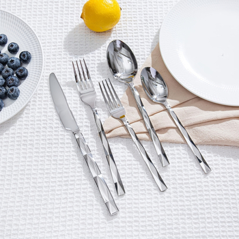5-частен комплект прибори за западна кухня (нож, вилица, лъжица и клечки за хранене) от 410 неръждаема стомана, огледално полирана повърхност, висок клас, ретро луксозен стил