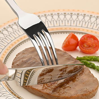 5-частен комплект прибори за западна кухня (нож, вилица, лъжица и клечки за хранене) от 410 неръждаема стомана, огледално полирана повърхност, висок клас, ретро луксозен стил