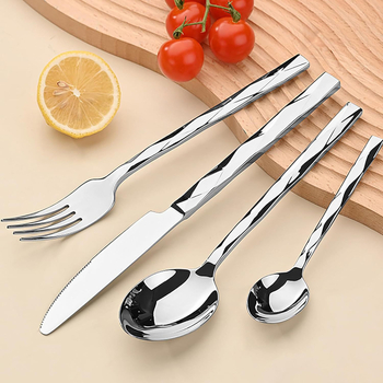 5-частен комплект прибори за западна кухня (нож, вилица, лъжица и клечки за хранене) от 410 неръждаема стомана, огледално полирана повърхност, висок клас, ретро луксозен стил