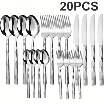 5-частен комплект прибори за западна кухня (нож, вилица, лъжица и клечки за хранене) от 410 неръждаема стомана, огледално полирана повърхност, висок клас, ретро луксозен стил