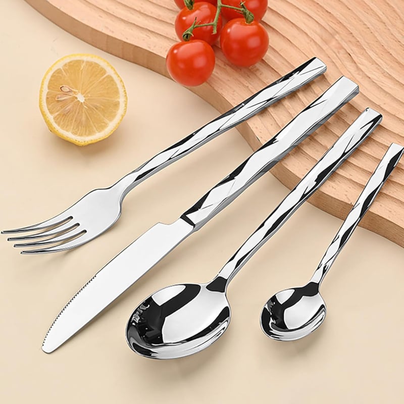 5-частен комплект прибори за западна кухня (нож, вилица, лъжица и клечки за хранене) от 410 неръждаема стомана, огледално полирана повърхност, висок клас, ретро луксозен стил