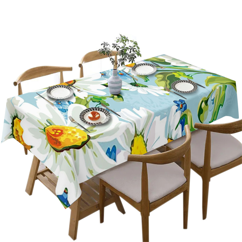 Față de masă cu imprimare digitală 3D, poliester, dreptunghiulară, stil minimalist modern