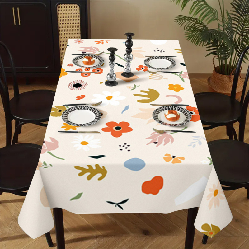 Față de masă cu imprimare digitală 3D, poliester, dreptunghiulară, stil minimalist modern