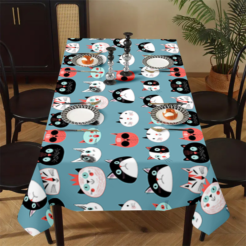 Față de masă cu imprimare digitală 3D, poliester, dreptunghiulară, stil minimalist modern